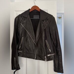ALLSAINTS Black Leather Biker Jacket sz 0